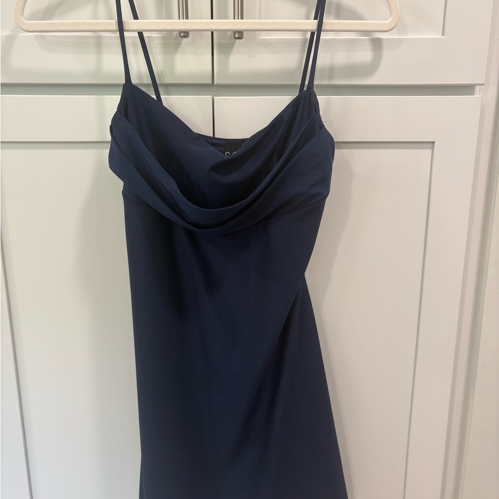 Windsor Navy Cowl Neck Strapless Slip Dress